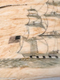 Large Antique Scrimshaw Tooth with U.S. Frigate