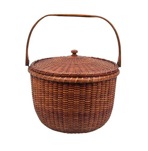 Antique Covered Nantucket Lightship Basket by A.D. Williams