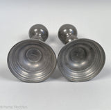 Pair of Antique Pewter Whale Oil Lamps - R. Gleason