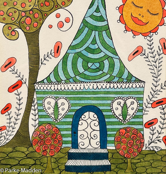 Whimsical Garden Watercolor by Polly Bushong