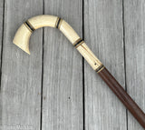 Antique Scrimshaw Curved Handle Cane