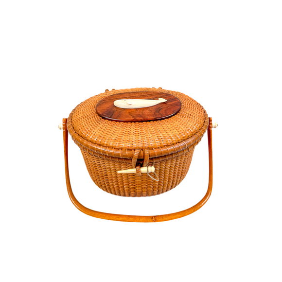 Vintage Nantucket Basket Purse by The Wooden Jug 1967