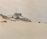 Antique Watercolor of Nantucket Sconset Beach Cottage by J.B. Reid
