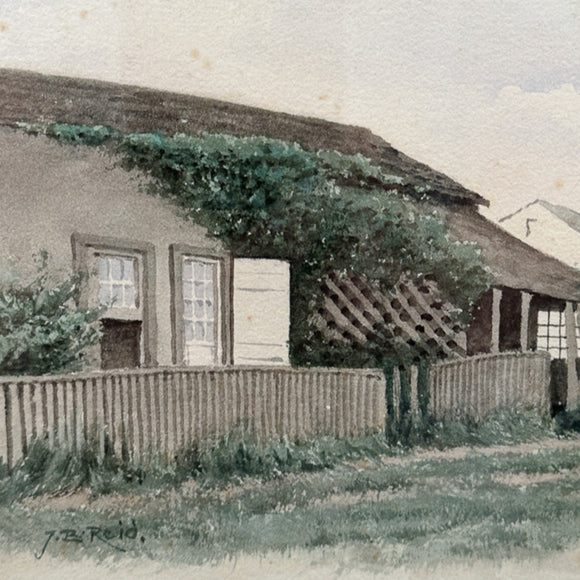Antique Watercolor of Sconset / Nantucket Cottage by J.B. Reid