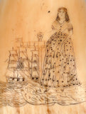 Antique Scrimshaw Tooth with Officer & Woman