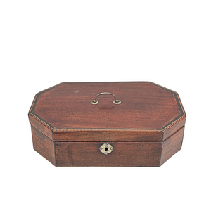 Antique English Baleen Inlaid Mahogany Dresser Box