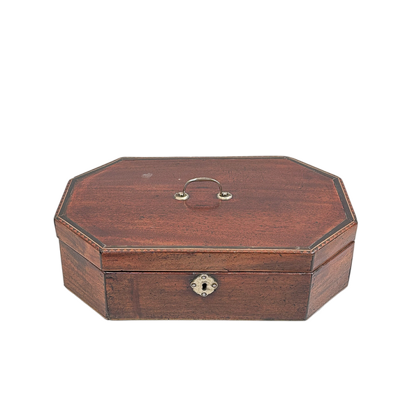 Antique English Baleen Inlaid Mahogany Dresser Box