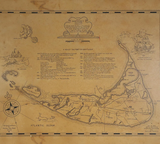 Antique 1929 Pictorial Map of Nantucket by Walter Holt