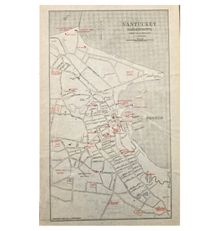 Antique Nantucket Street Map Surveyed & Drawn by J.H. Robinson, circa 1910