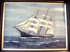 A carved and painted ship picture by Capt. Keating