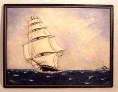 A carved and painted ship picture by Capt. Keating.