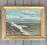 Antique Oil on Canvas Seascape Painting by C.G. Davidson