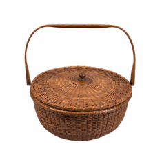Antique A.D. Williams Covered Nantucket Basket