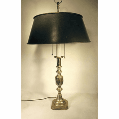 Antique English brass candlestick lamp