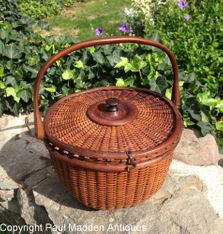 Antique Nantucket Lightship  Covered Basket