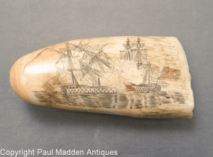 Antique Sperm Whale Tooth with Battle of Trafalgar Scene
