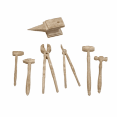 Antique Whalebone Miniature Set of Blacksmith Tools
