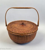 Antique A.D. Williams Covered Nantucket Basket