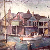 Oil on canvas " View of Wharf Shacks", Nantucket