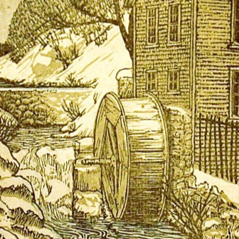 Vintage wood block print of Brewster by Chester Stark