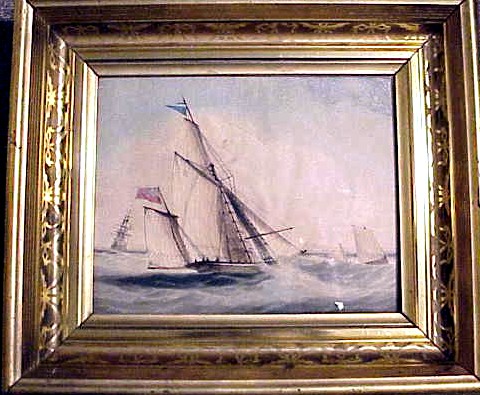 A finely detailed watercolor of a British yacht ca 1840.