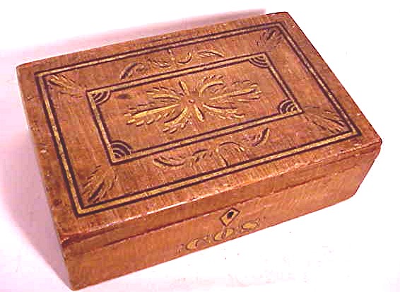A painted granied and decorated table box C.O.S.