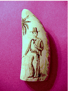 A rare mid 19th C. tooth with South American cowboy