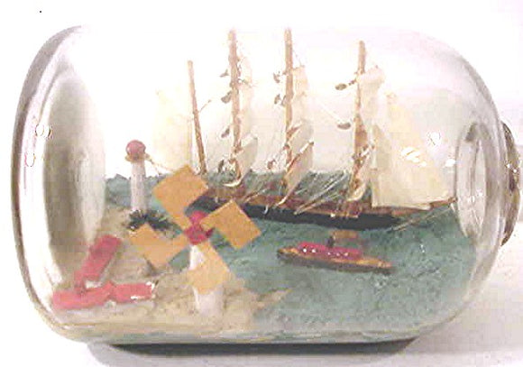 A very large antique ship in bottle