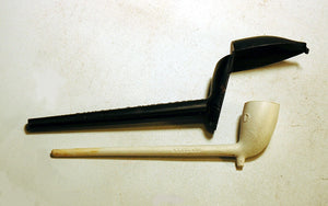 Antique ALESSO TEMPLE clay pipe and tin pipe case