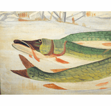Antique American folk painting of fishing for PICKEREL