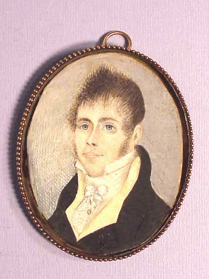 Antique American miniature on ivory circa 1800.