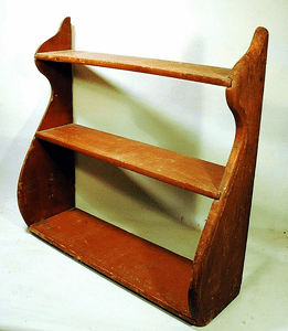 Antique American red painted whale end shelf