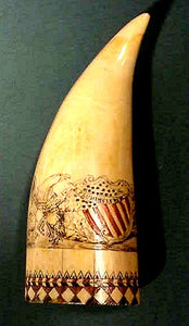 Antique American scrimshaw patriotic tooth.