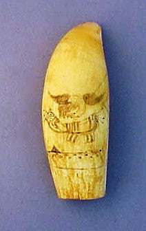 Antique American scrimshaw sperm whale's tooth
