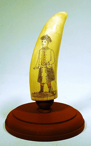 Antique American scrimshaw sperm whale's tooth BOY