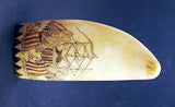 Antique American scrimshaw tooth with patriotic Eagle emblem