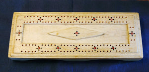 Antique American scrimshaw whalebone cribbage board