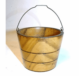 Antique American turned wooden TOY pail.