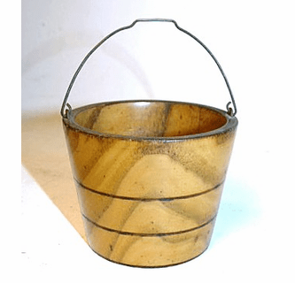 Antique American turned wooden TOY pail.
