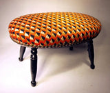Antique Americaqn Windsor-like upholstered footstool