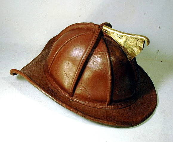 Antique Americn leather fireman's helmet BOSTON