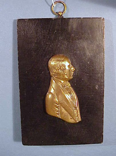 Antique brass bust portrait of Caleb Spooner