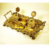 Antique brass INKSTAND
