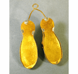 Antique brass wall match holder- pair of slippers