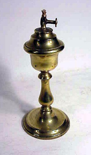 Antique brass whale oil lamp