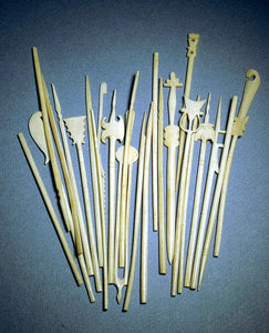 Antique carved bone PICKUP STICKS GAME
