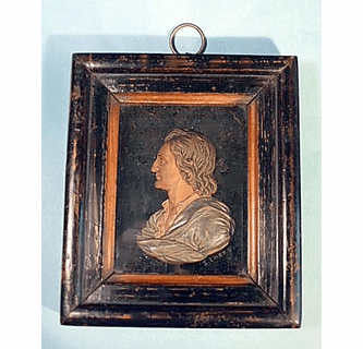 Antique  carved miniature profile portrait of John Locke