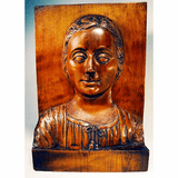 Antique carved WALNUT bas relief portrait.