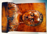 Antique carved WALNUT bas relief portrait.