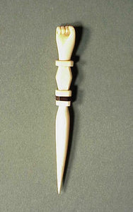 Antique carved whale ivory scrimshaw FIST bodkin